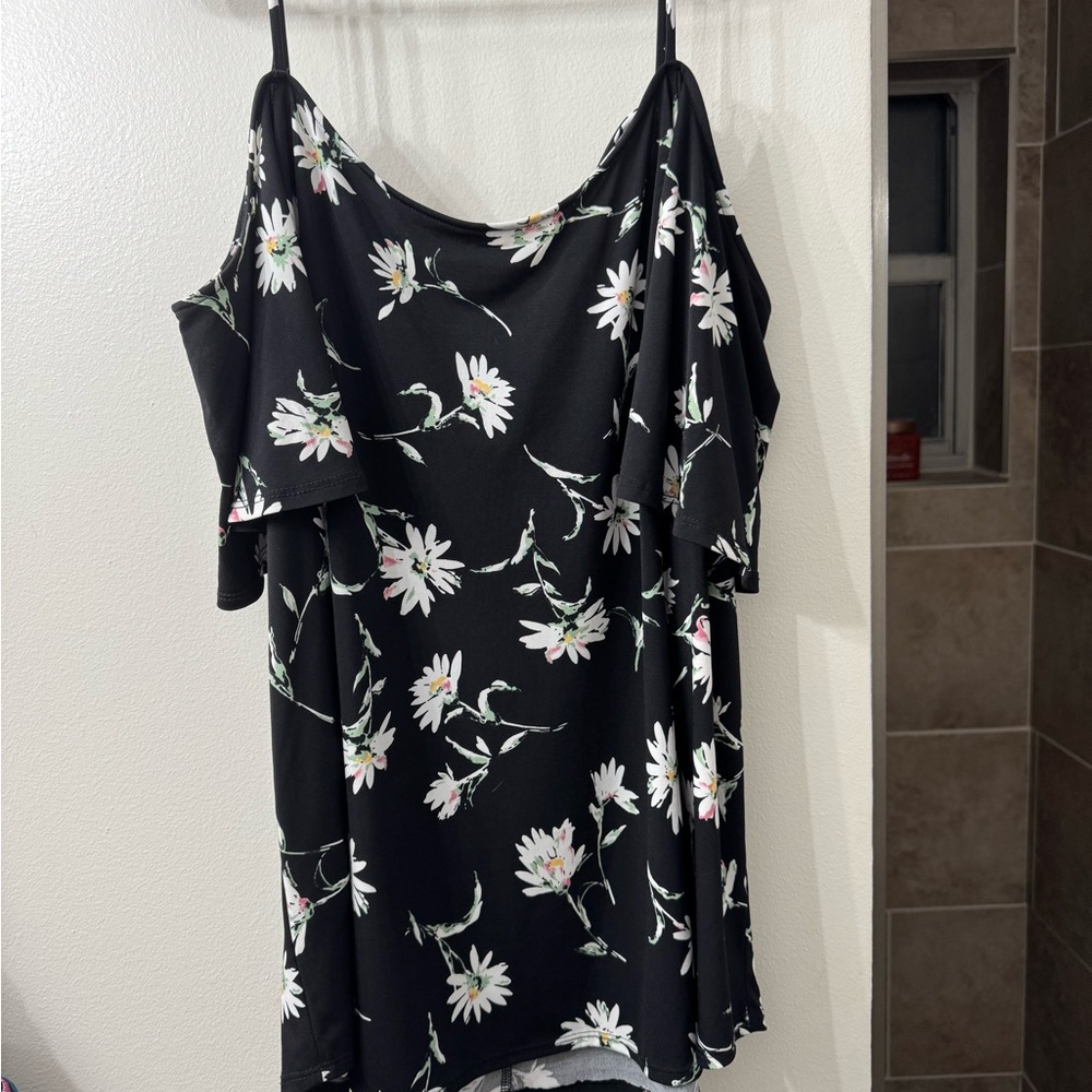 Kaileigh Black Floral strap tank top